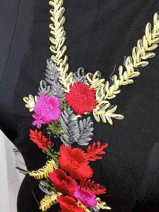 Elegant multi-hued embroidered patch by Ani Accessories crafted for ethnic wear embellishment and sewing use