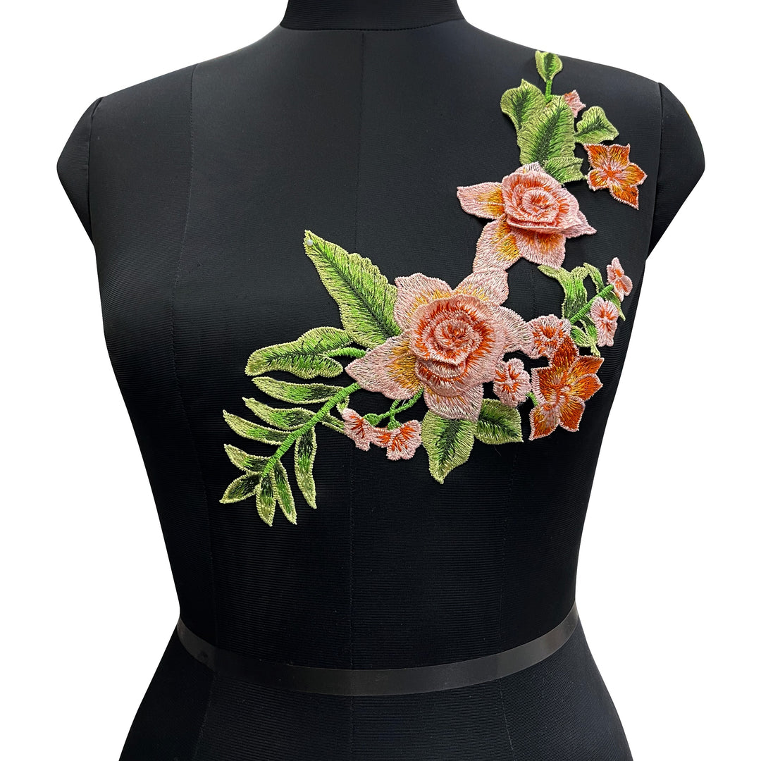 dress patch design Grey Shaded Fabric Flower Embroidery Patch for Kurtis JHONEA ACCESSORIES