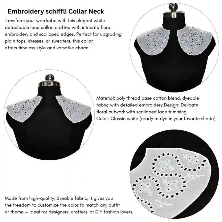 Embroidered Puritan neck collar for women garments and sophisticated layering