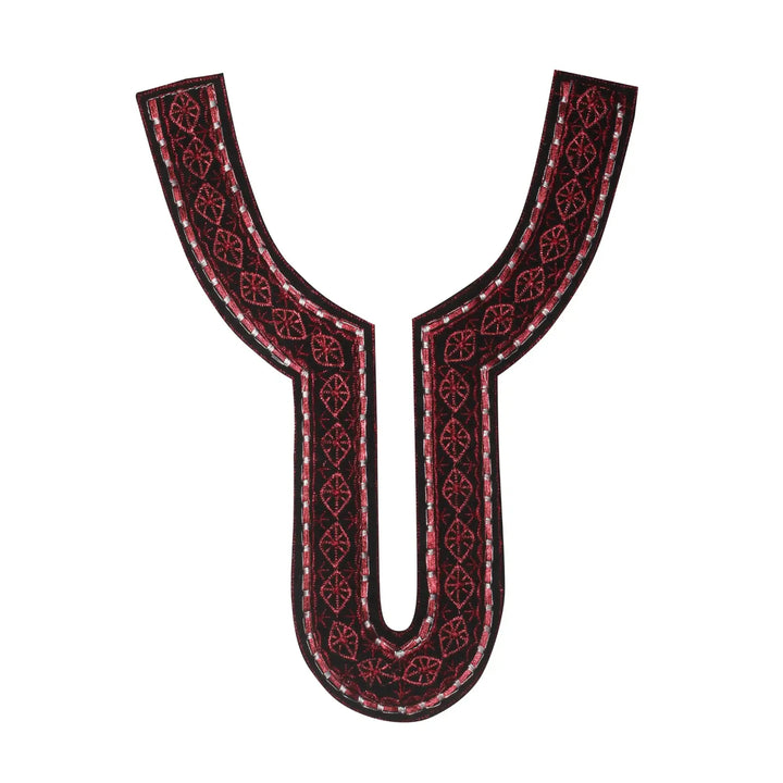 Embroidered U-shaped scoop neckline yoke with elegant detailing, perfect for ethnic dresses and blouses Ani Accessories