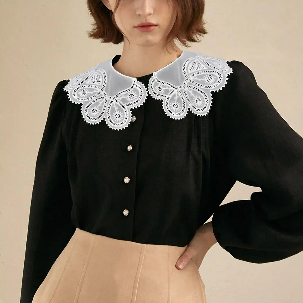 Embroidered floral Peter Pan collar designed for chic outfit upgrades, adding charm to gowns and blouses