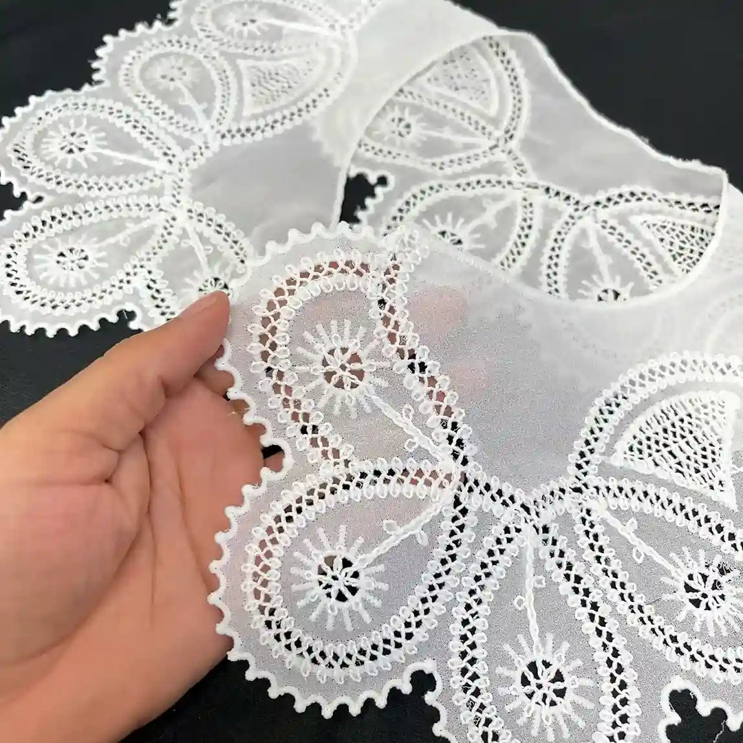 Embroidered floral Peter Pan collar designed for chic outfit upgrades, adding charm to gowns and blouses