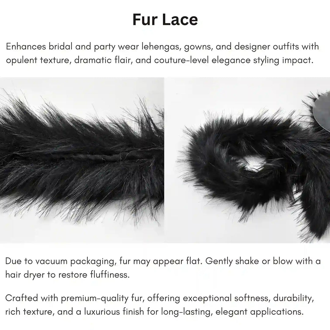 Black Gray Fur Lace