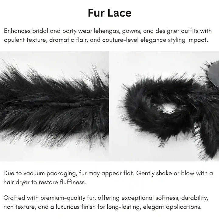 Black Gray Fur Lace