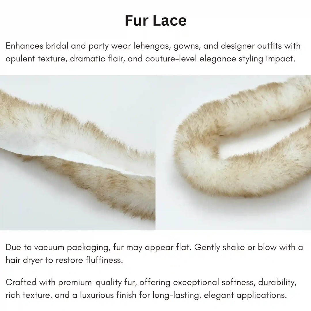 Creame Brown Tone Fur Lace | 2 Meters