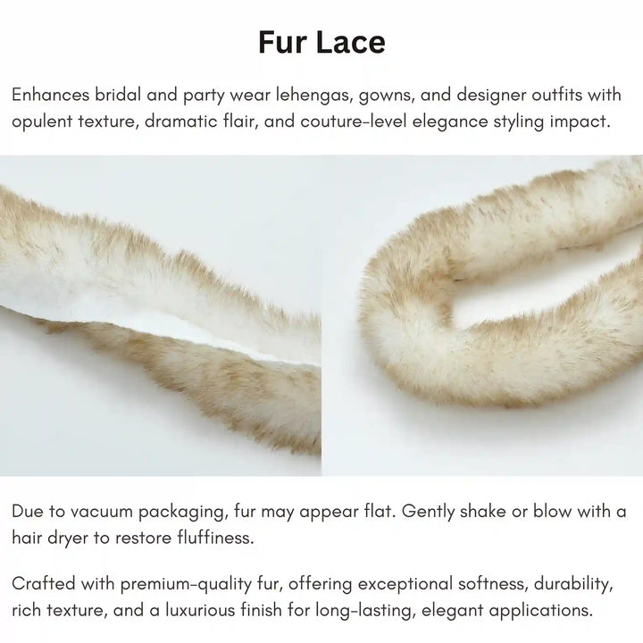 Creame Brown Tone Fur Lace | 2 Meters
