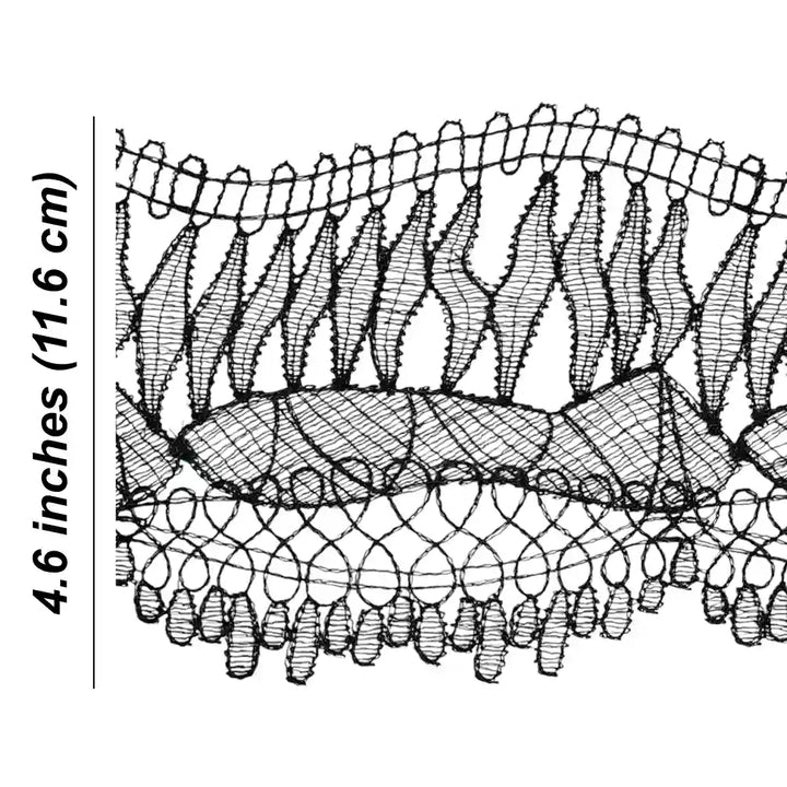 Ivory Wave Floral Lace Trim | 11.6cm (4.6 inches) 116mm