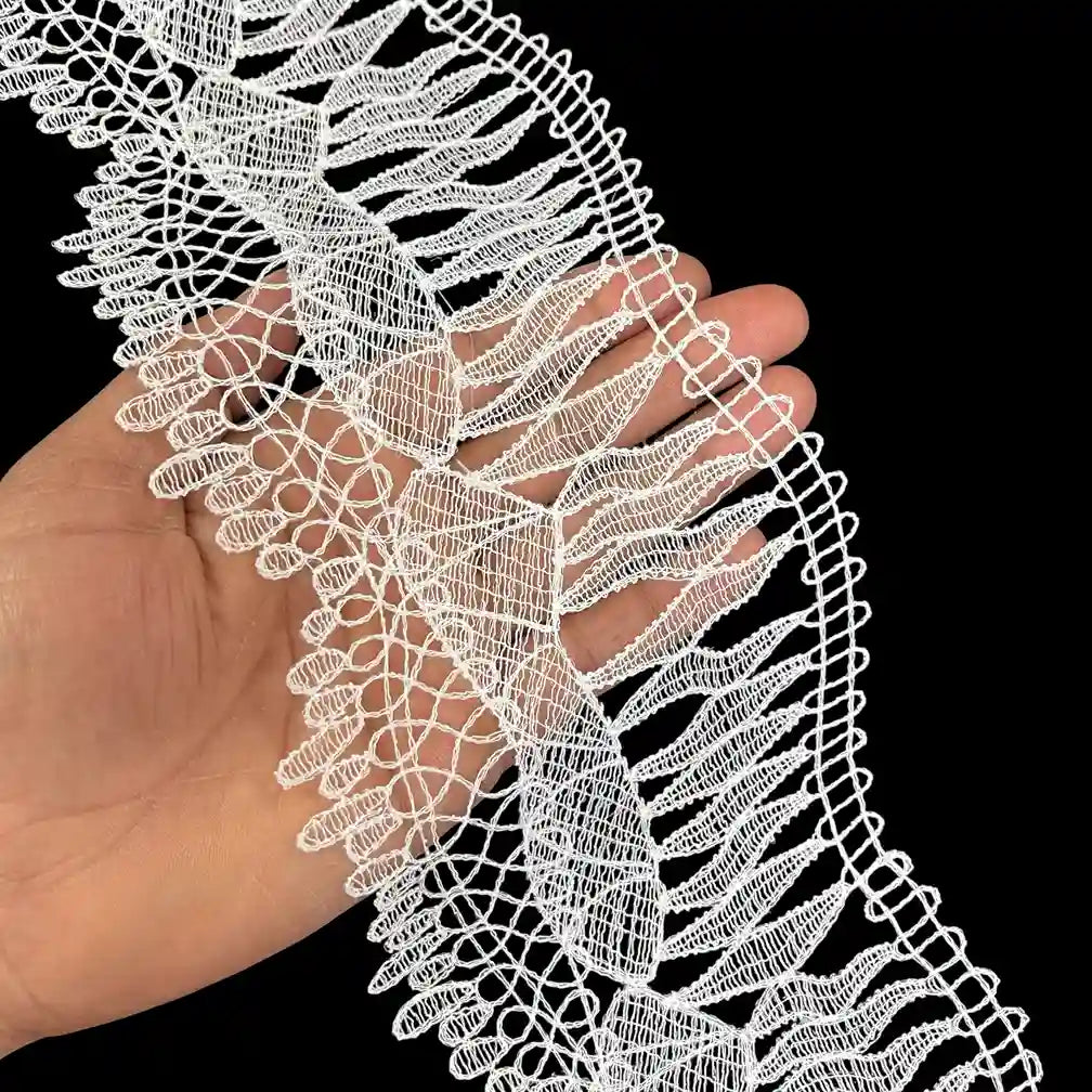 Ivory Wave Floral Lace Trim | 11.6cm (4.6 inches) 116mm