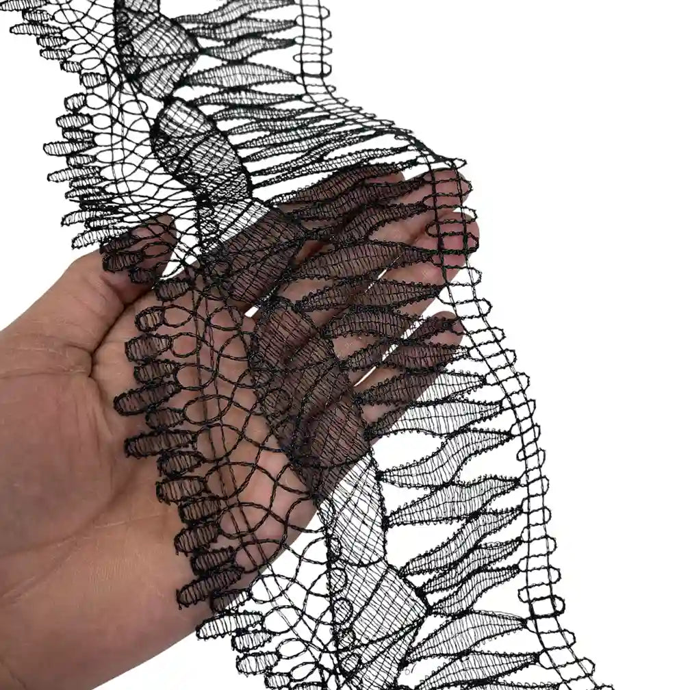 Ivory Wave Floral Lace Trim | 11.6cm (4.6 inches) 116mm