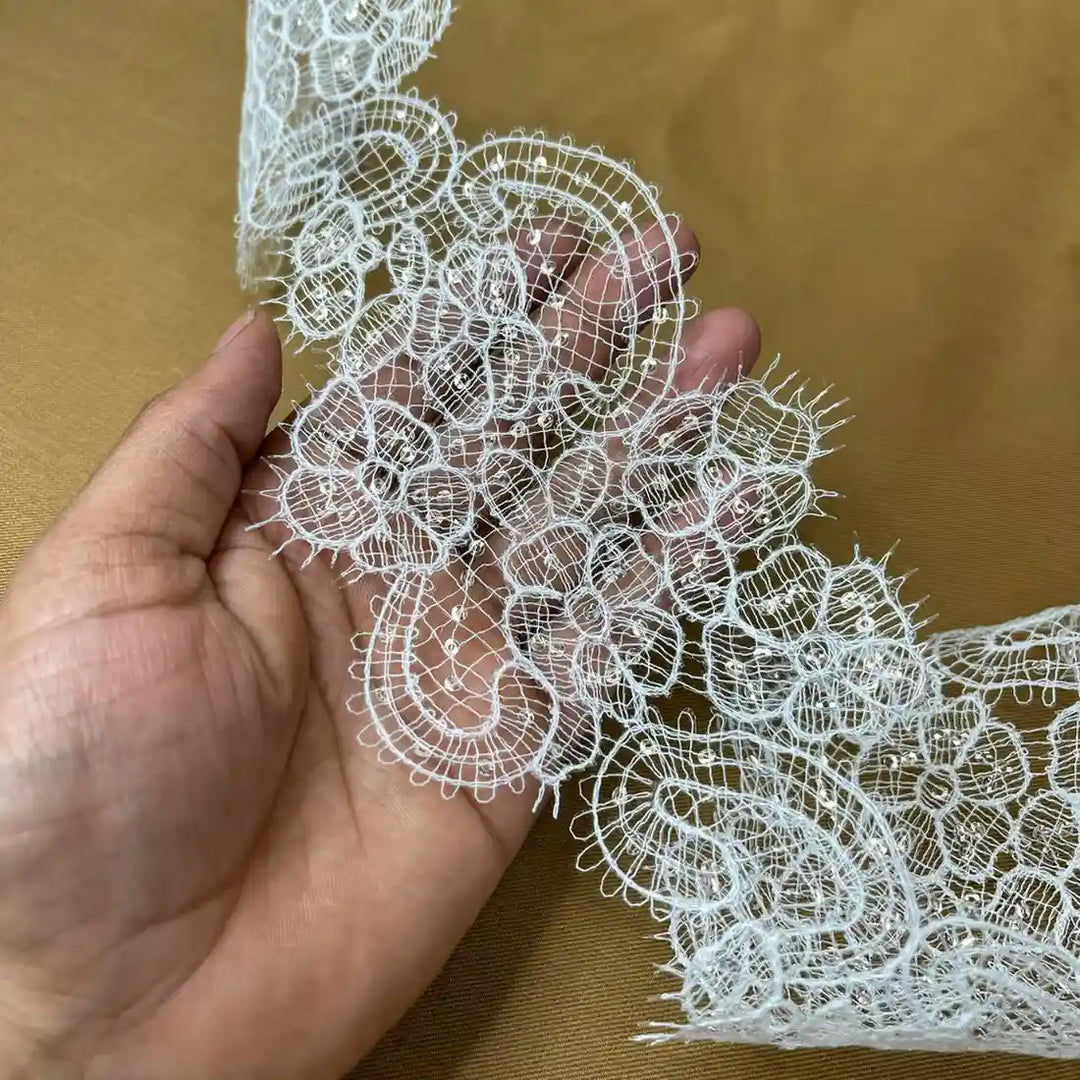 Decorative Floral Embroidered Lace | Width 10.6cm (4.2 inches) 106mm