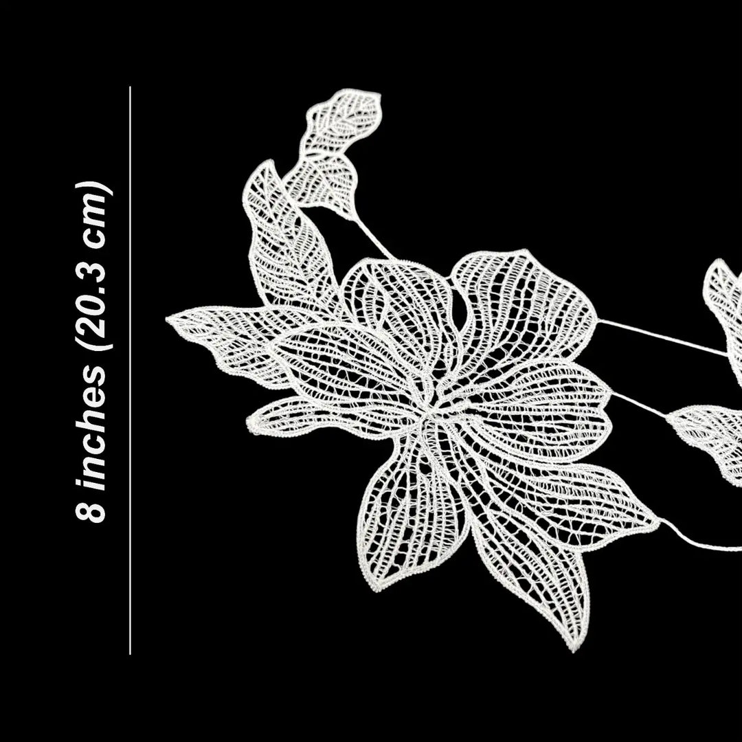 Designer Flower Pattern Lace Trim | Width 20.3cm (8 inches) 203mm