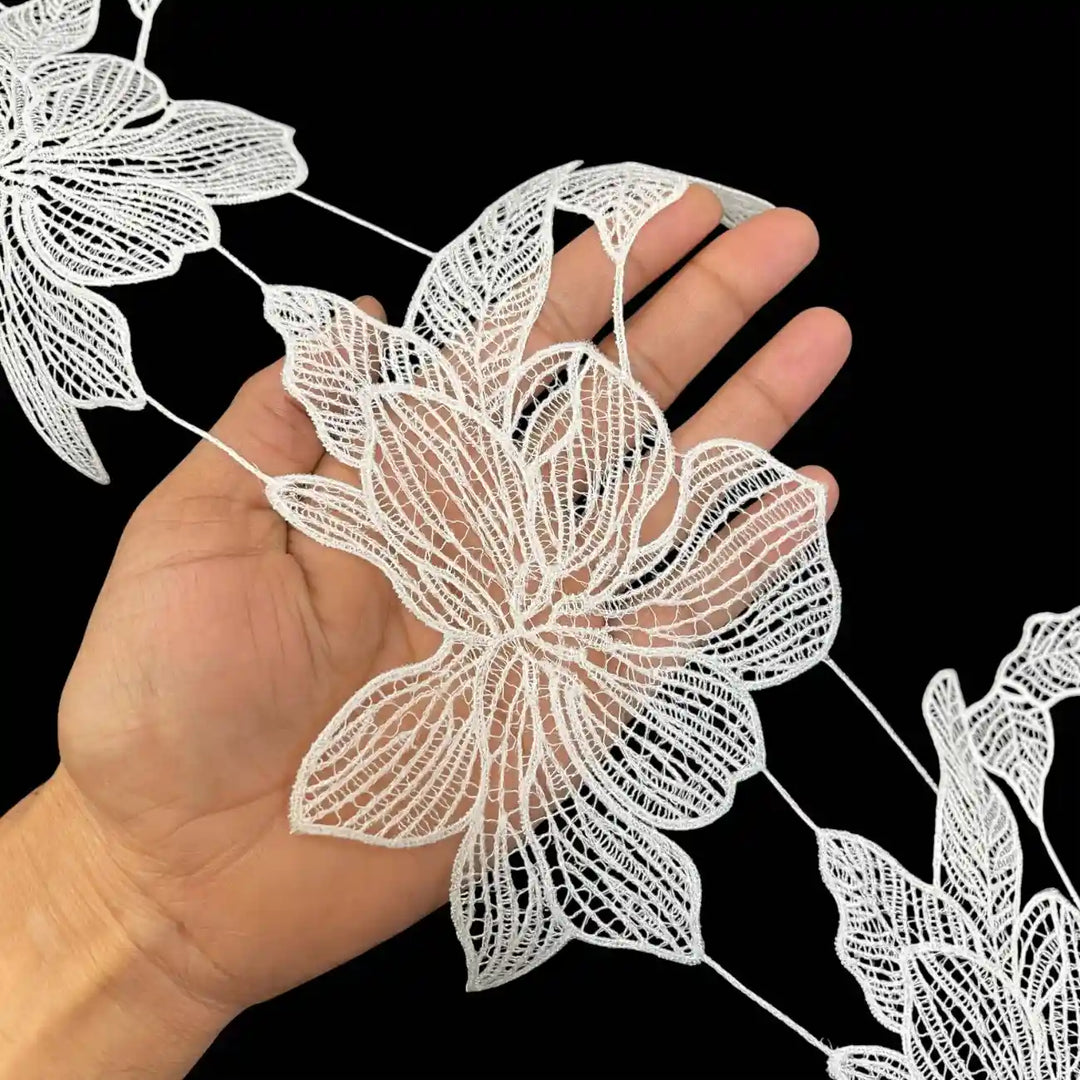 Designer Flower Pattern Lace Trim | Width 20.3cm (8 inches) 203mm