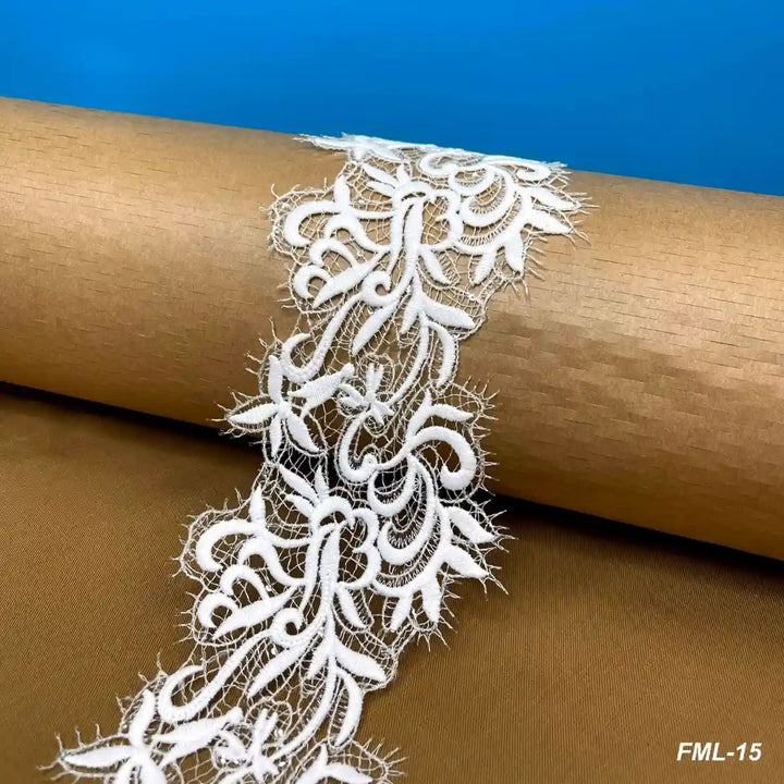 Delicate Ivory Embroidered Lace | Width 10.6cm (4.2 inches) 106mm