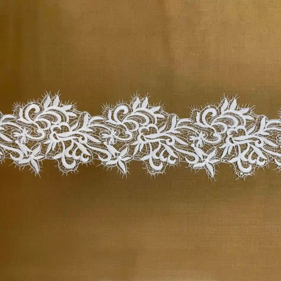 Delicate Ivory Embroidered Lace | Width 10.6cm (4.2 inches) 106mm