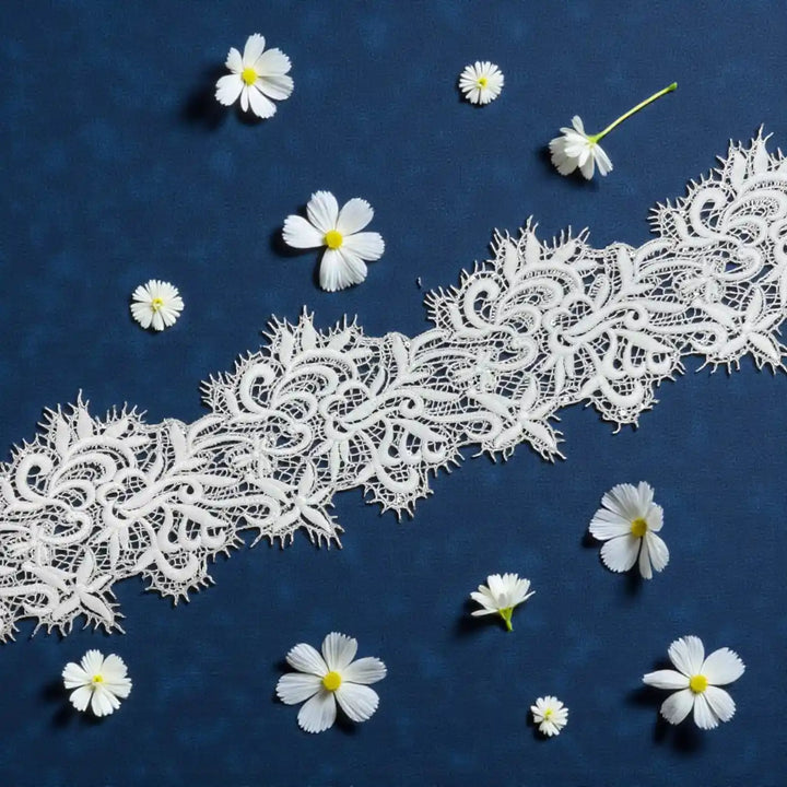 Delicate Ivory Embroidered Lace | Width 10.6cm (4.2 inches) 106mm