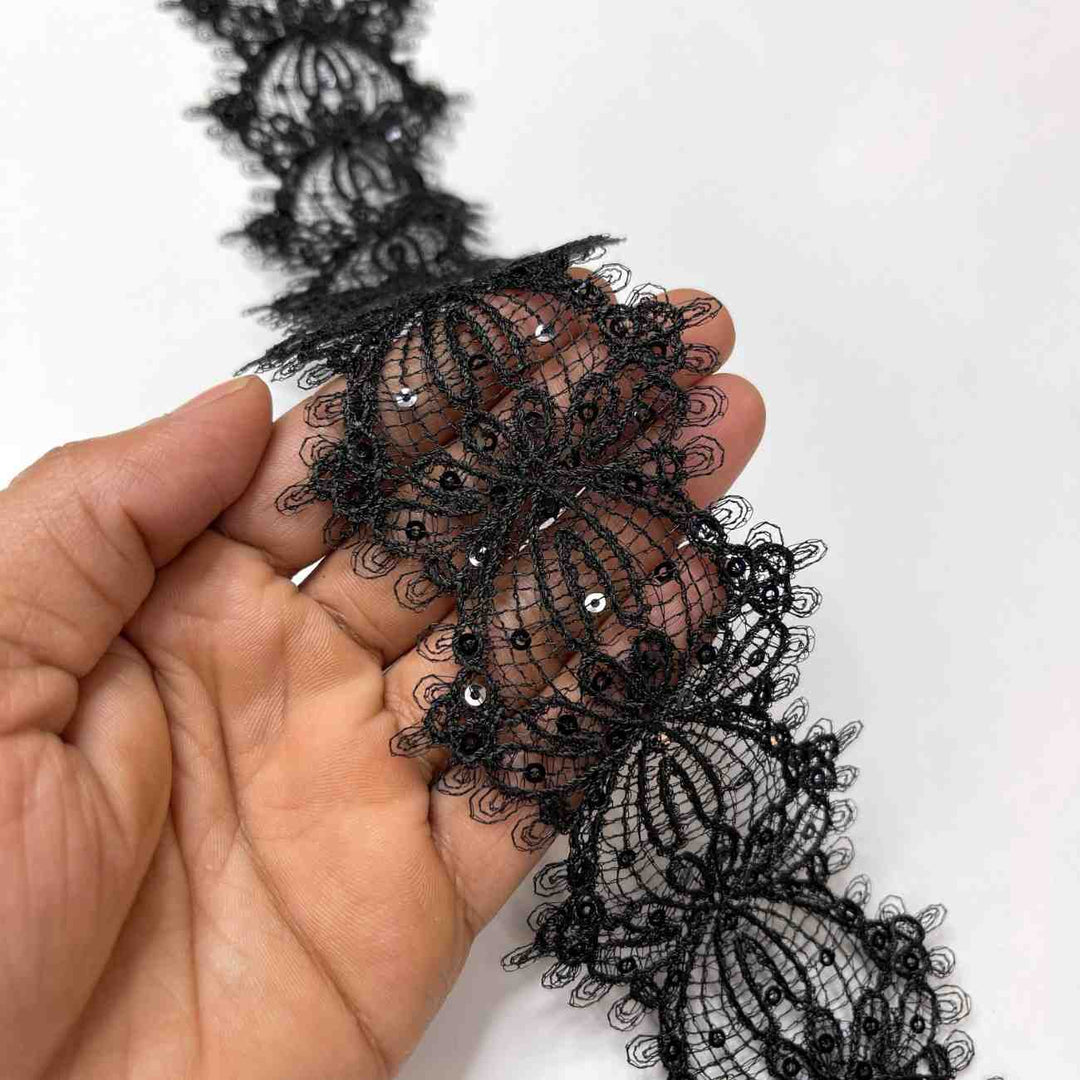 Intricate Floral Lace Border | Width 6.6cm (2.6 inches) 66mm