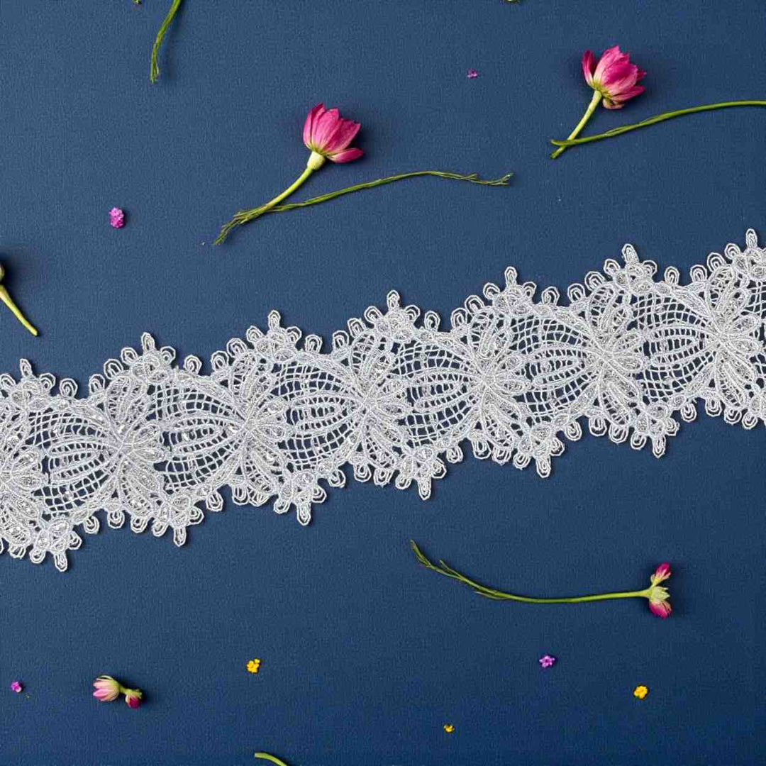 Intricate Floral Lace Border | Width 6.6cm (2.6 inches) 66mm