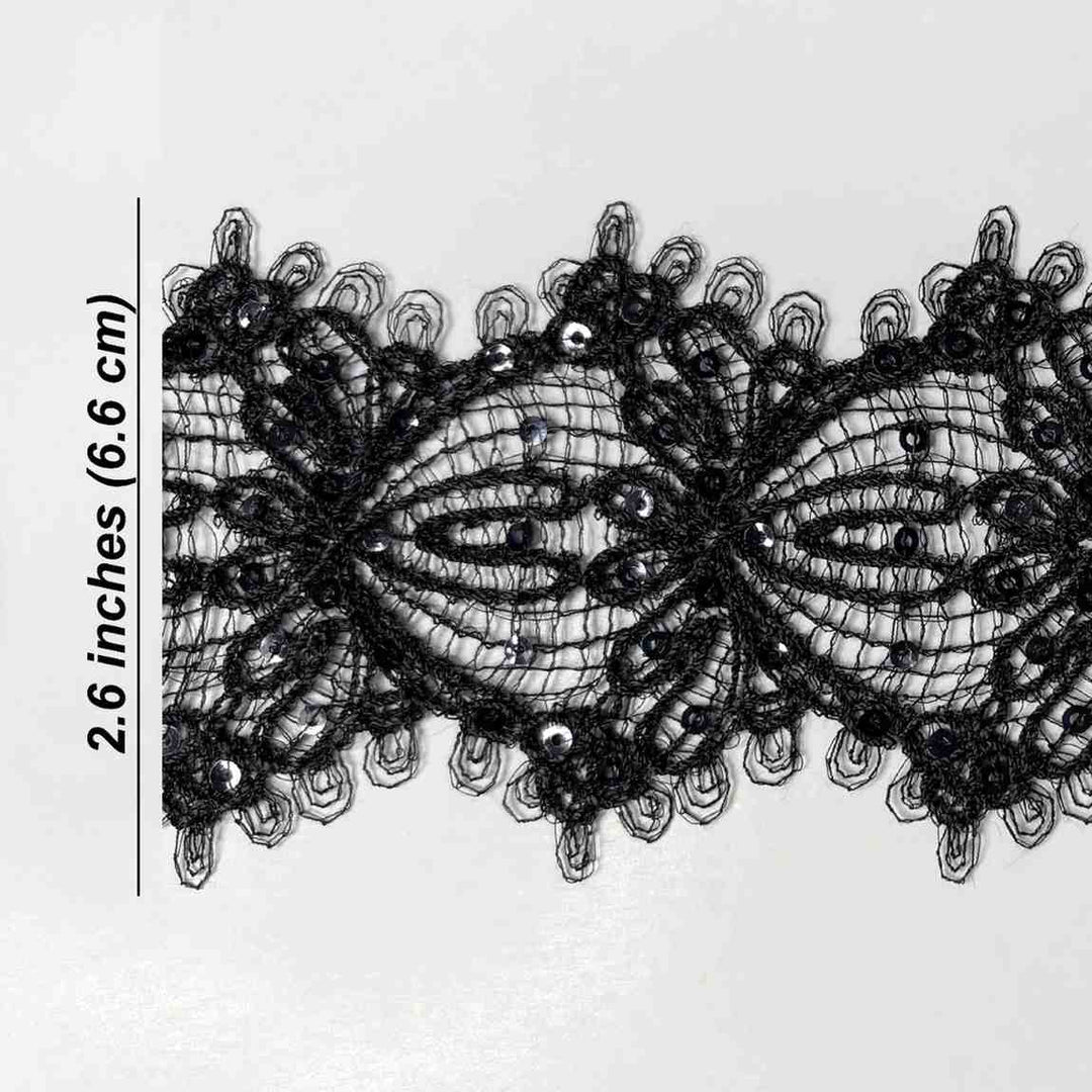 Intricate Floral Lace Border | Width 6.6cm (2.6 inches) 66mm