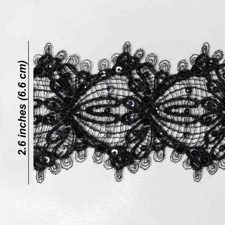 Intricate Floral Lace Border | Width 6.6cm (2.6 inches) 66mm