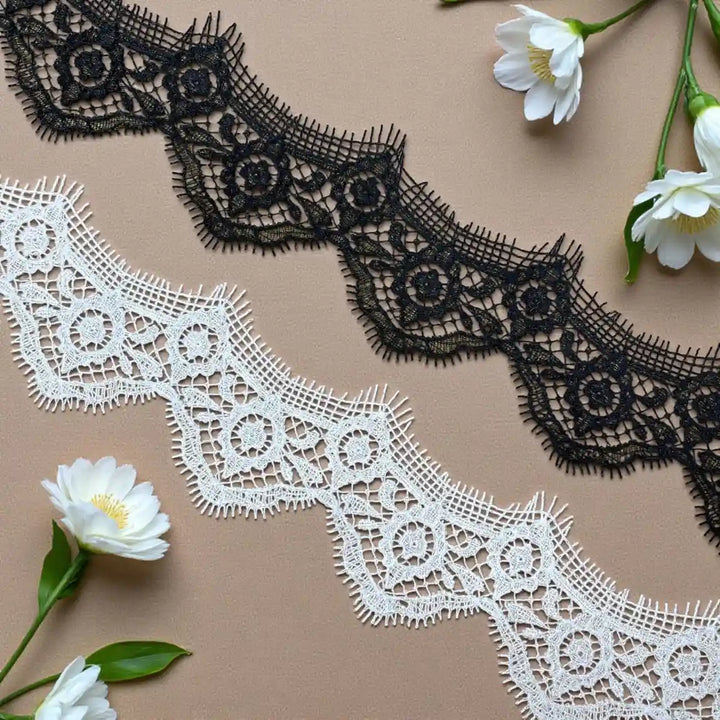 Classic Floral Scallop Lace Trim | Width 8.1cm (3.2 inches) 81mm