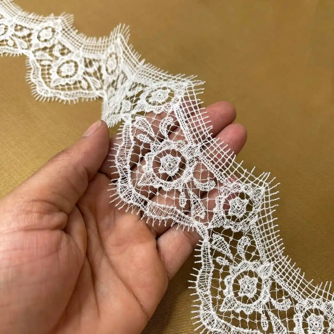 Classic Floral Scallop Lace Trim | Width 8.1cm (3.2 inches) 81mm