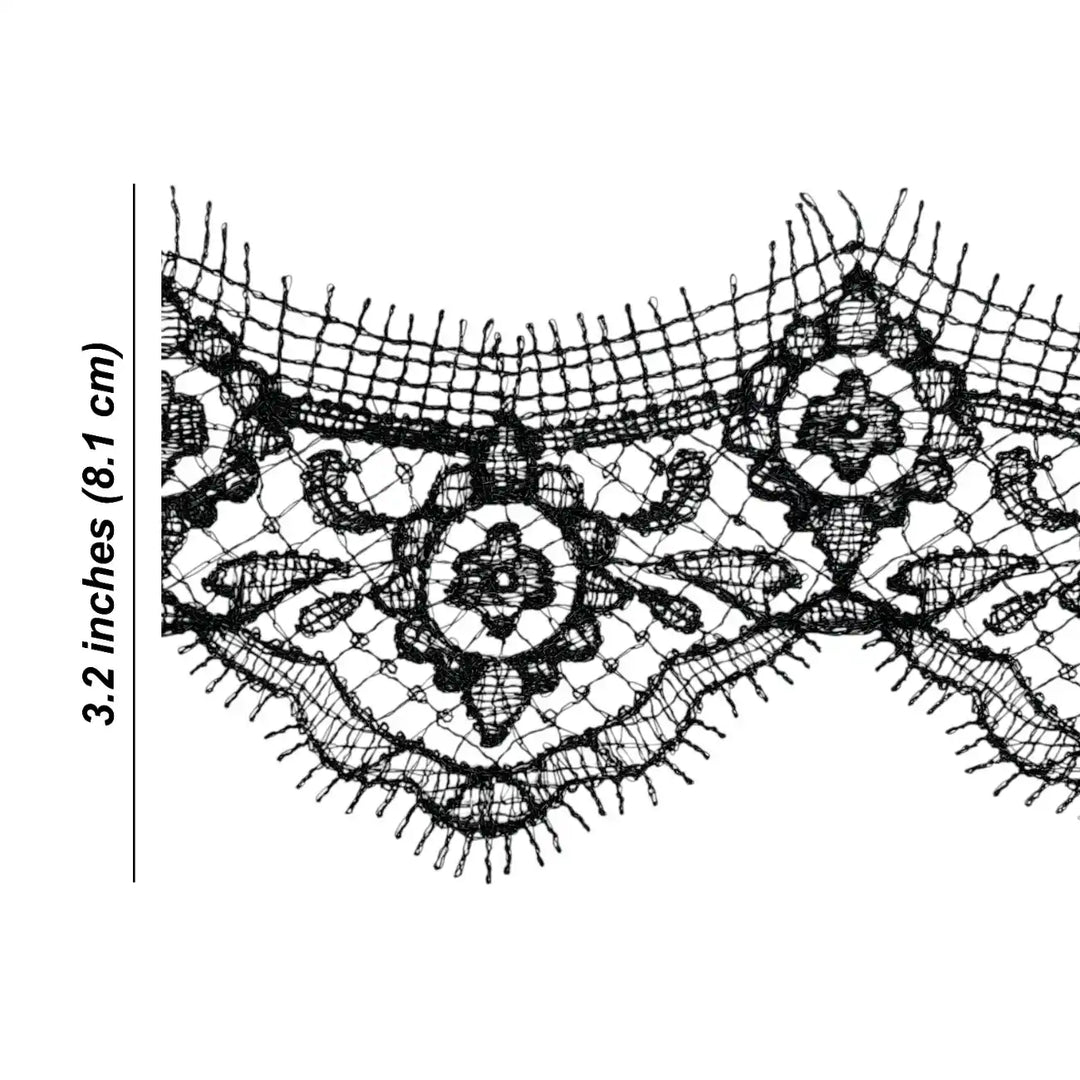 Classic Floral Scallop Lace Trim | Width 8.1cm (3.2 inches) 81mm