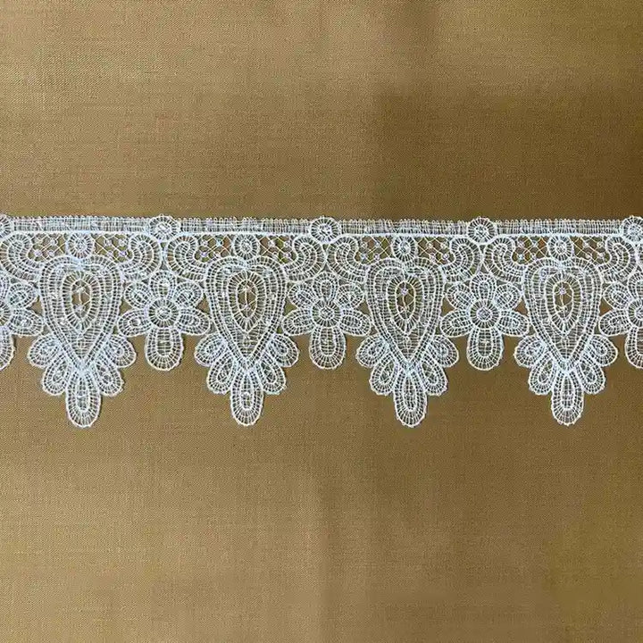Ornate Paisley Floral White Lace | Width 9.9cm (3.9 inches) 99mm