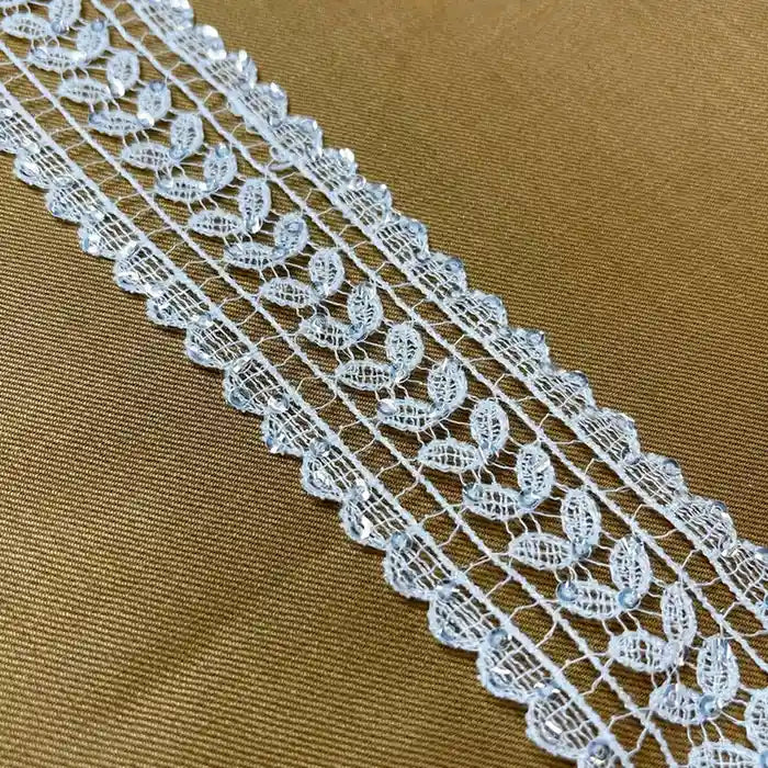 Delicate Leaf Pattern White Lace | Width 4cm (1.6 inches) 40mm