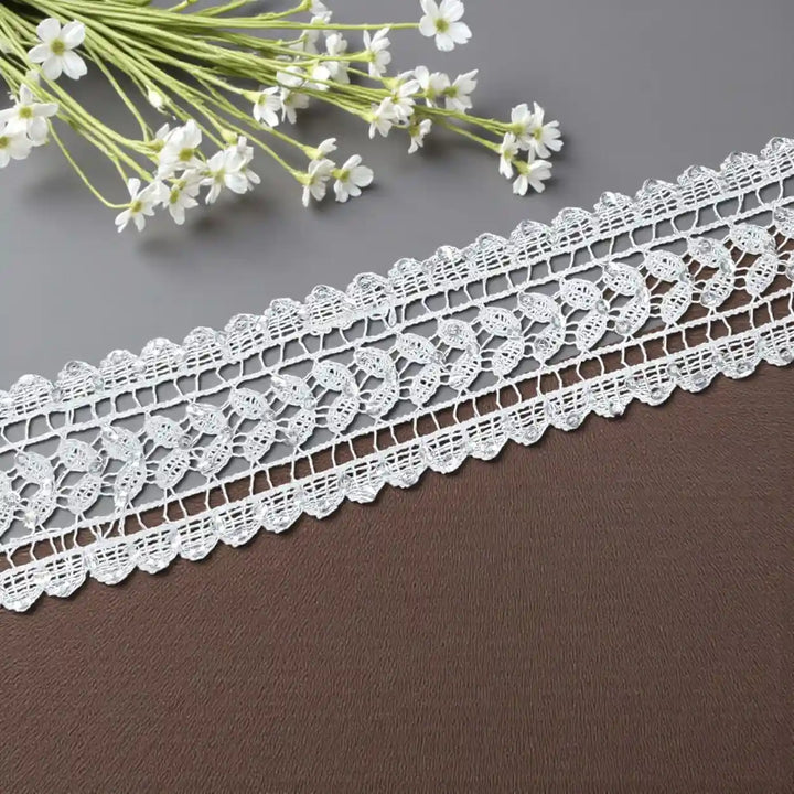 Delicate Leaf Pattern White Lace | Width 4cm (1.6 inches) 40mm