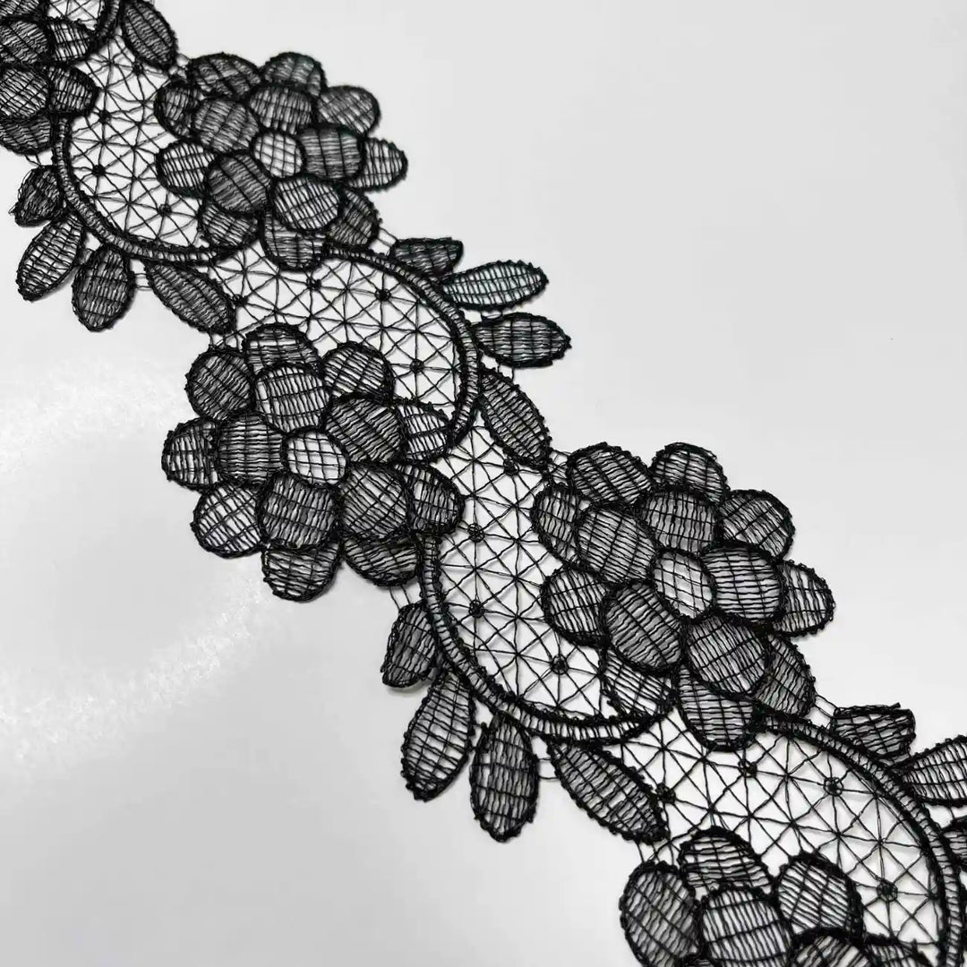 Elegant Wide White Floral Net Lace | Width 8.1cm (3.2 inches) 81mm