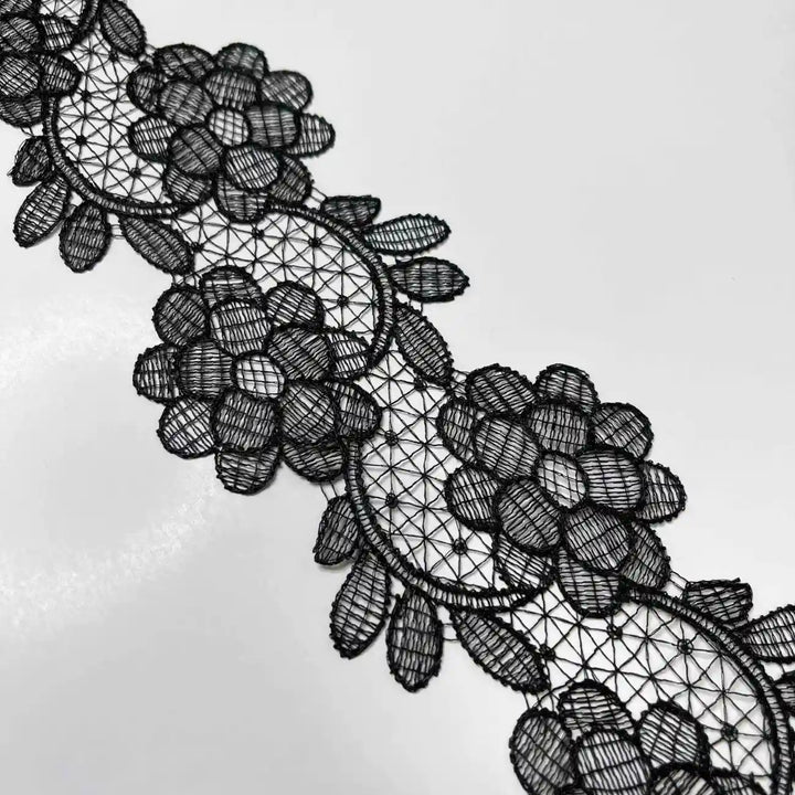 Elegant Wide White Floral Net Lace | Width 8.1cm (3.2 inches) 81mm