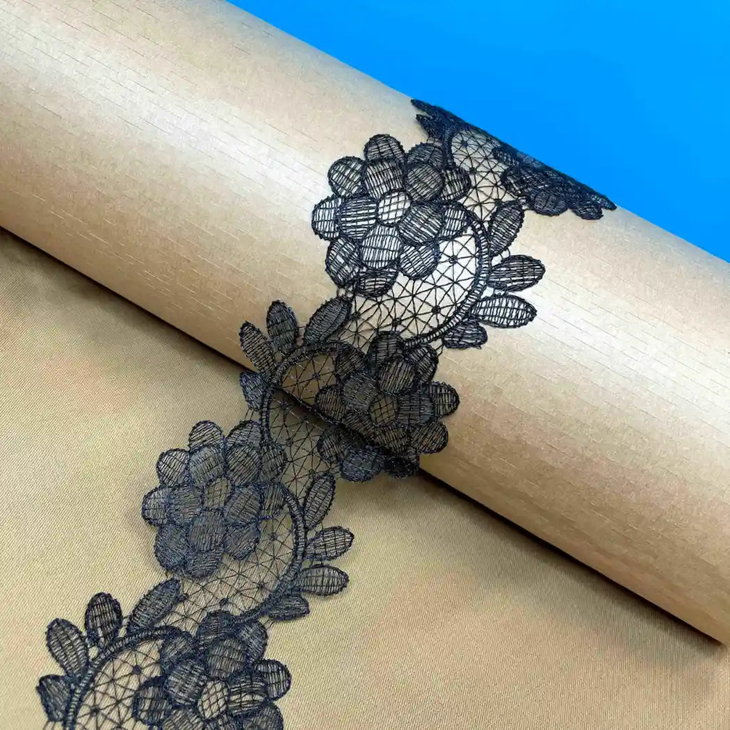 Elegant Wide White Floral Net Lace | Width 8.1cm (3.2 inches) 81mm