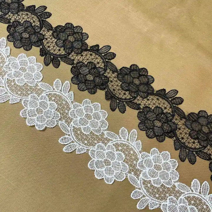 Elegant Wide White Floral Net Lace | Width 8.1cm (3.2 inches) 81mm