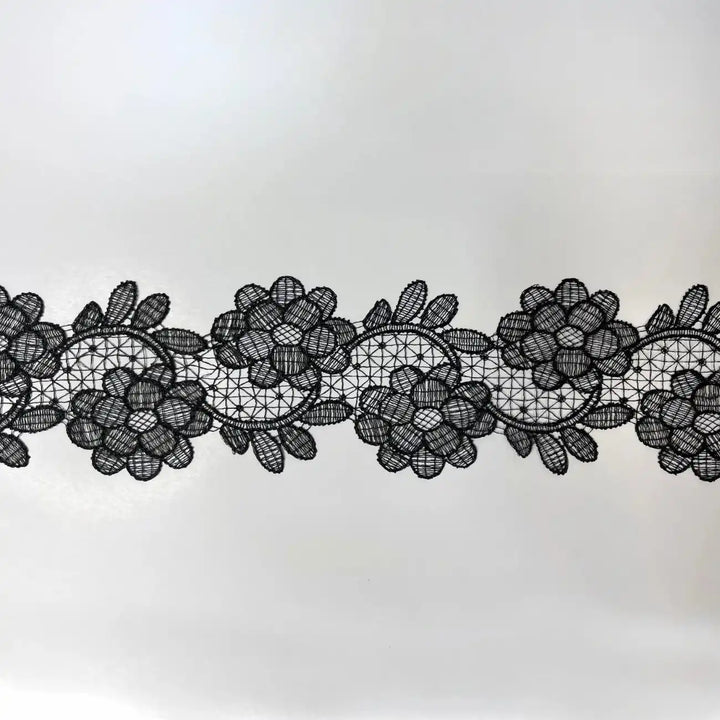 Elegant Wide White Floral Net Lace | Width 8.1cm (3.2 inches) 81mm