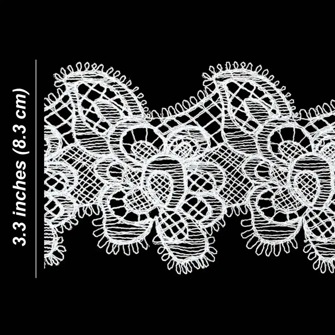 Classic Flower Design Lace Border | Width 8.3cm (3.3 inches) 83mm