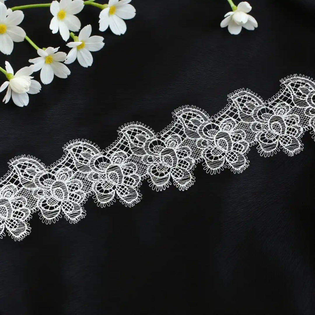 lace for dress border 8.27" Wide Lace Trim Milk Silk Cotton Floral Embroidered Lace Border for Doll Dress Underwear Costume DIY Craft Supplies Curtain by the Yard