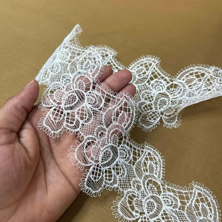 Classic Flower Design Lace Border | Width 8.3cm (3.3 inches) 83mm