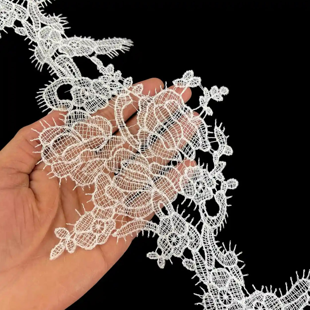 Elegant Embroidered Floral Lace Motif Pattern | Width 16cm (6.3 inches) 160mm