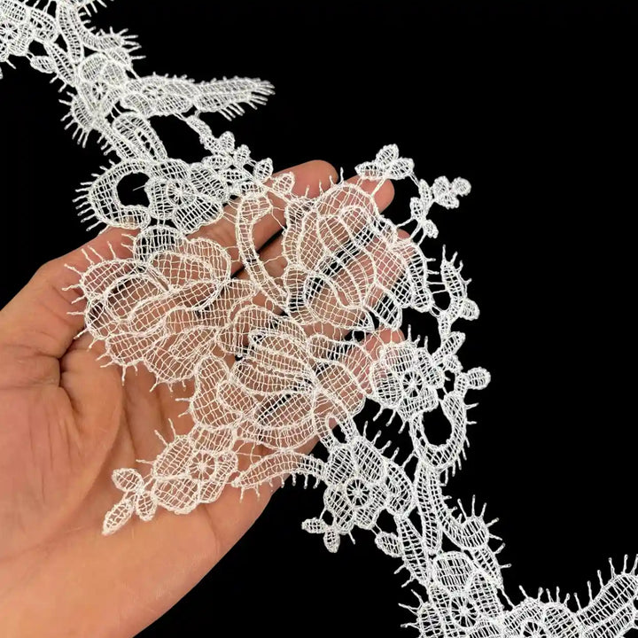 Elegant Embroidered Floral Lace Motif Pattern | Width 16cm (6.3 inches) 160mm