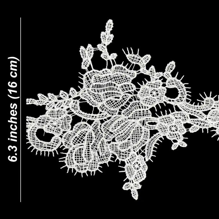 Elegant Embroidered Floral Lace Motif Pattern | Width 16cm (6.3 inches) 160mm