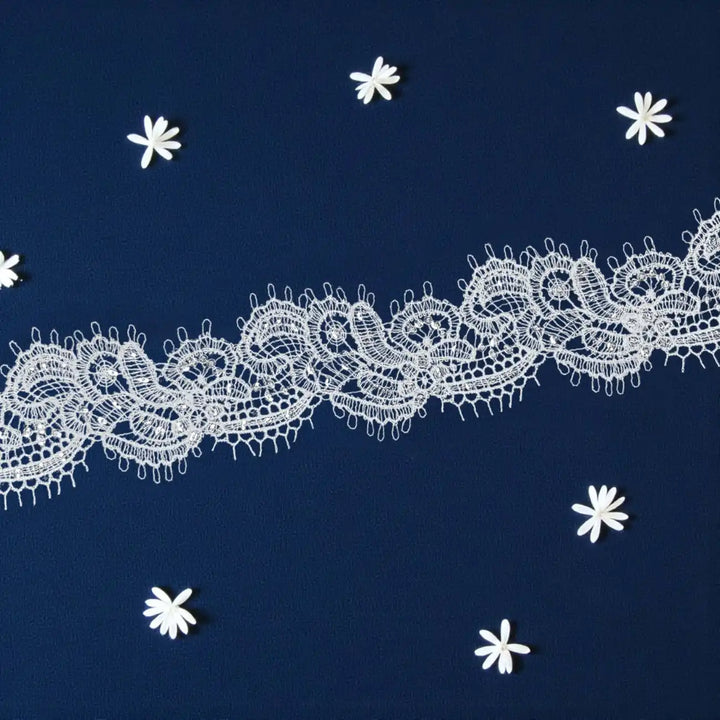 Timeless Decorative Floral Border White Lace | Width 5.5cm (2.2 inches) 55mm