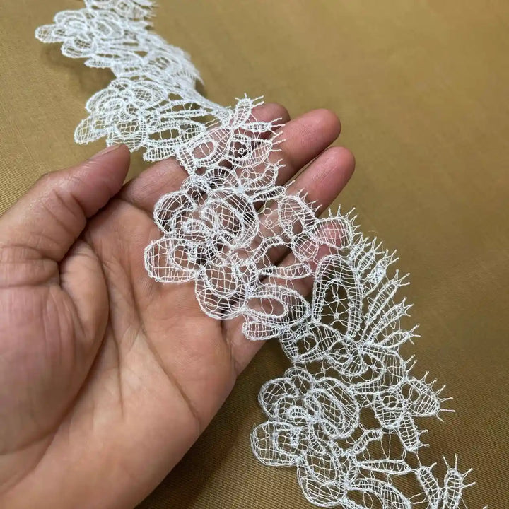 Classic Bloom Loop Work Decorative Edge Lace | Width 8.1cm (3.2 inches) 81mm