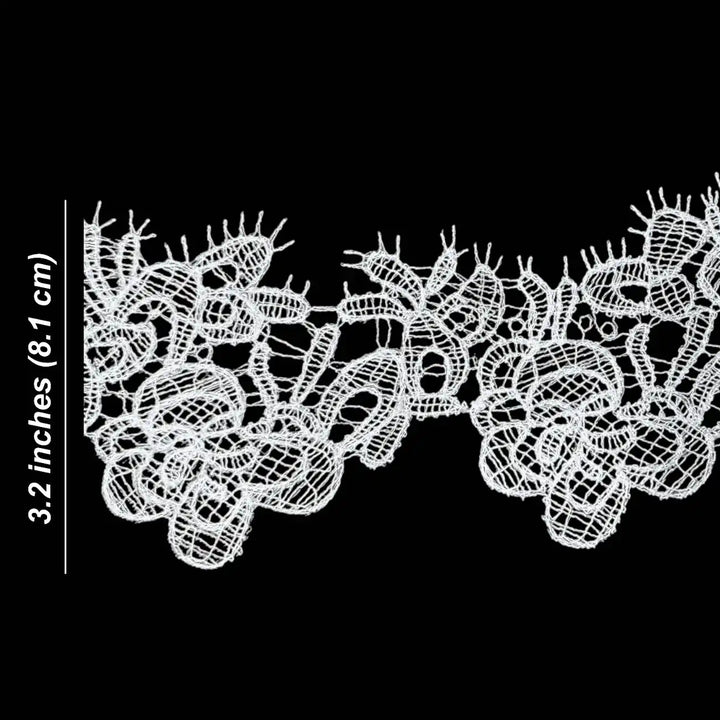 Classic Bloom Loop Work Decorative Edge Lace | Width 8.1cm (3.2 inches) 81mm