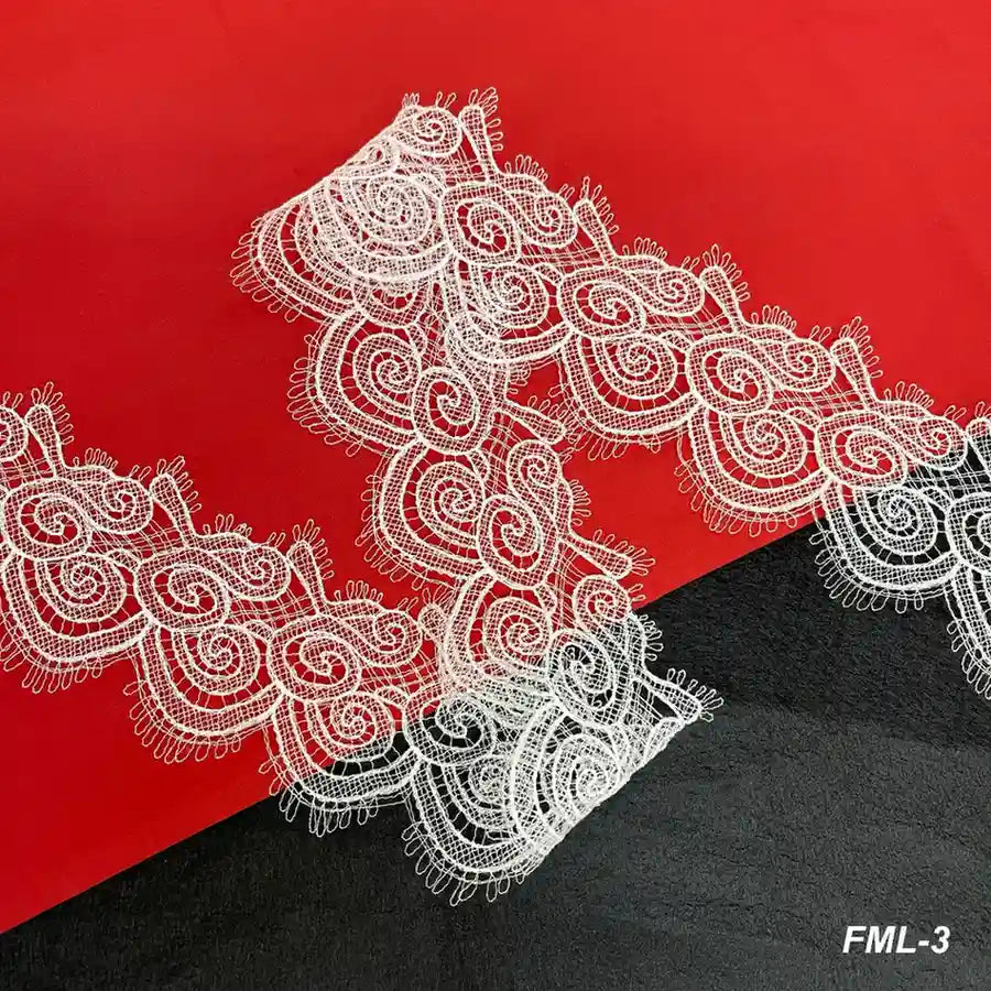 Classic Scroll Embroidered Lace | Width 9.3cm (3.7 inches) 93mm