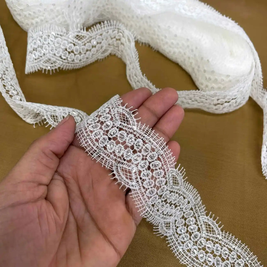 Elegant Oval Floral White Lace | Width 5cm (2 inches) 50mm