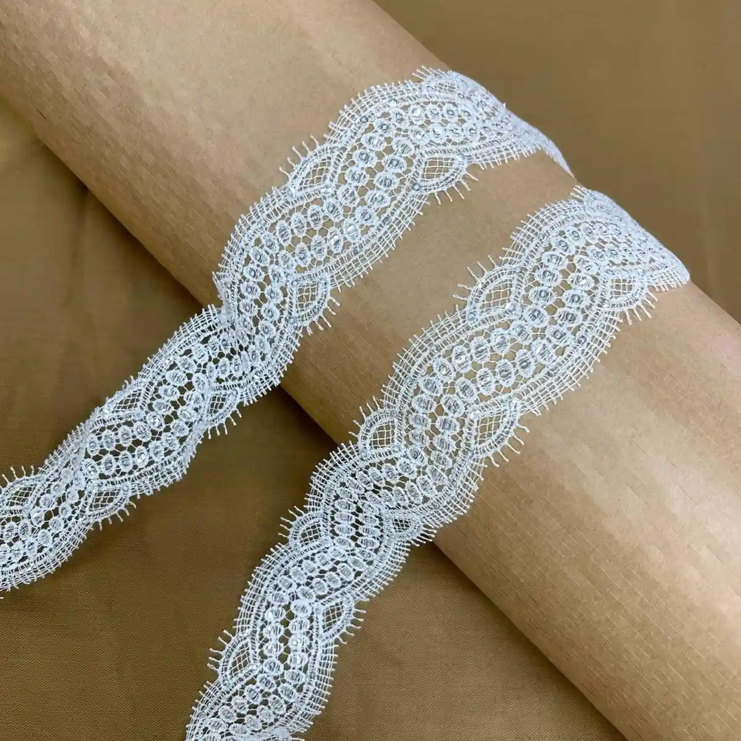 Elegant Oval Floral White Lace | Width 5cm (2 inches) 50mm