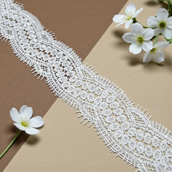 Elegant Oval Floral White Lace | Width 5cm (2 inches) 50mm