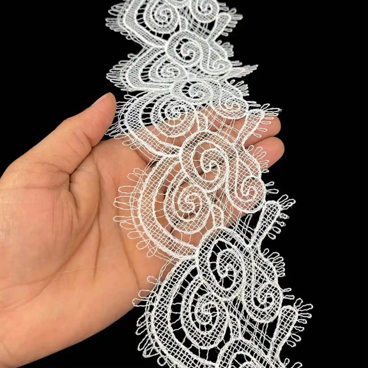 Classic Scroll Embroidered Lace | Width 9.3cm (3.7 inches) 93mm
