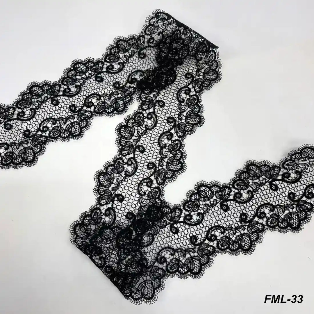 Seraphine Ornate Scroll Embroidery Lace | Width 8.3cm (3.3 inches) 83mm