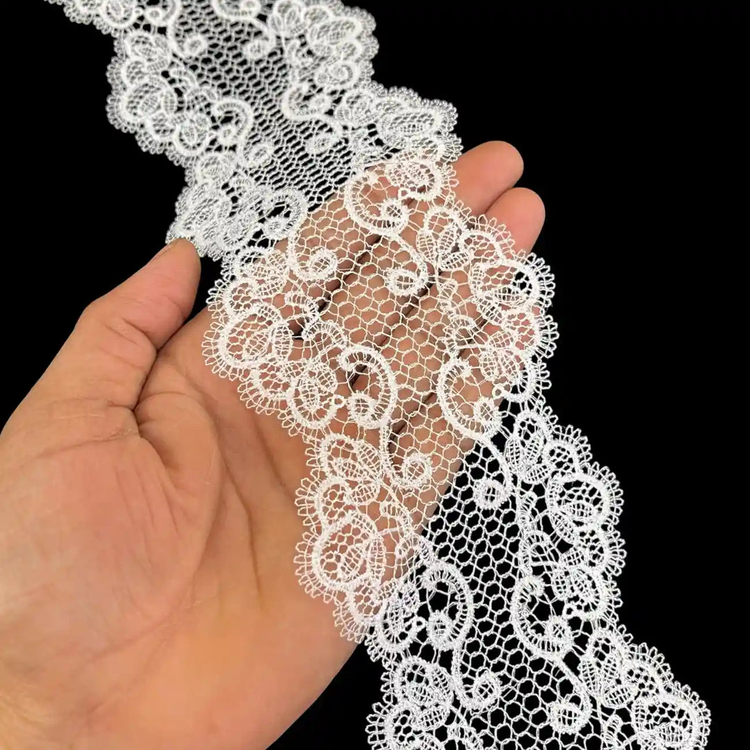 Seraphine Ornate Scroll Embroidery Lace | Width 8.3cm (3.3 inches) 83mm